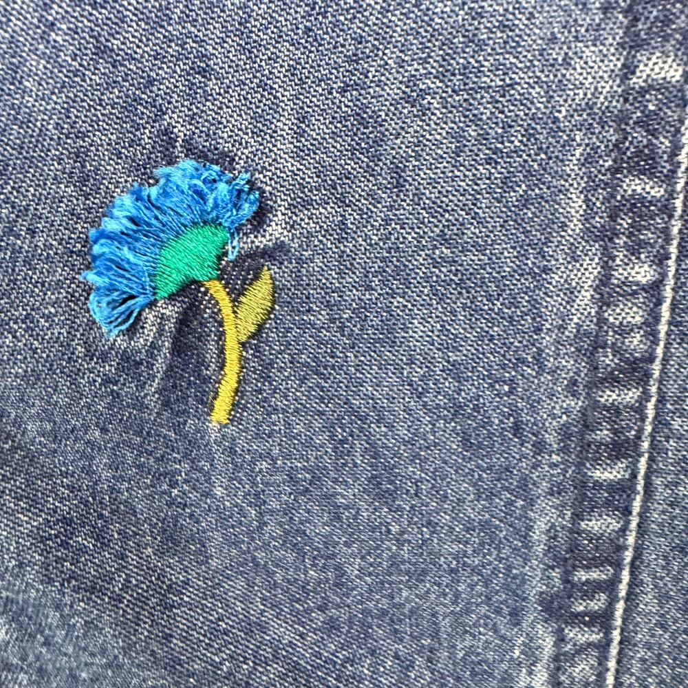 Lemon Grass Vintage Womens Button Denim Shirt Size 18W Floral Embroidered Blue - Picture 6 of 9